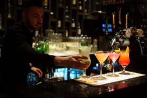 cocktails served on a bar