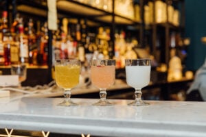 cocktails on a bar