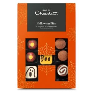 Assorted Halloween-themed chocolates in festive packaging for spooky occasions.