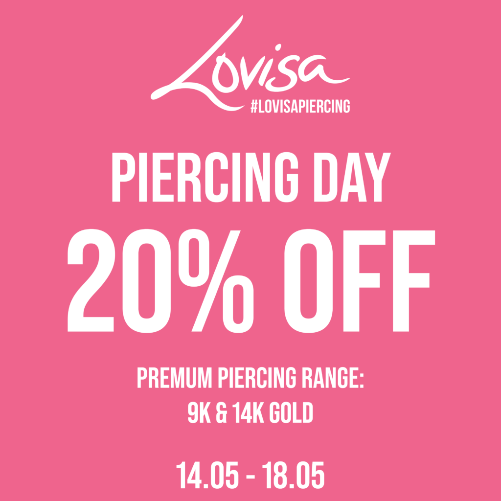 20% off piercing at Lovisa